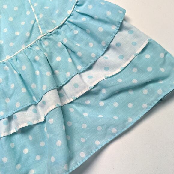 Vintage Cuddle Teen Dress Girls Size 2-3T Blue Polka Dot Drop Waist - Picture 3 of 6
